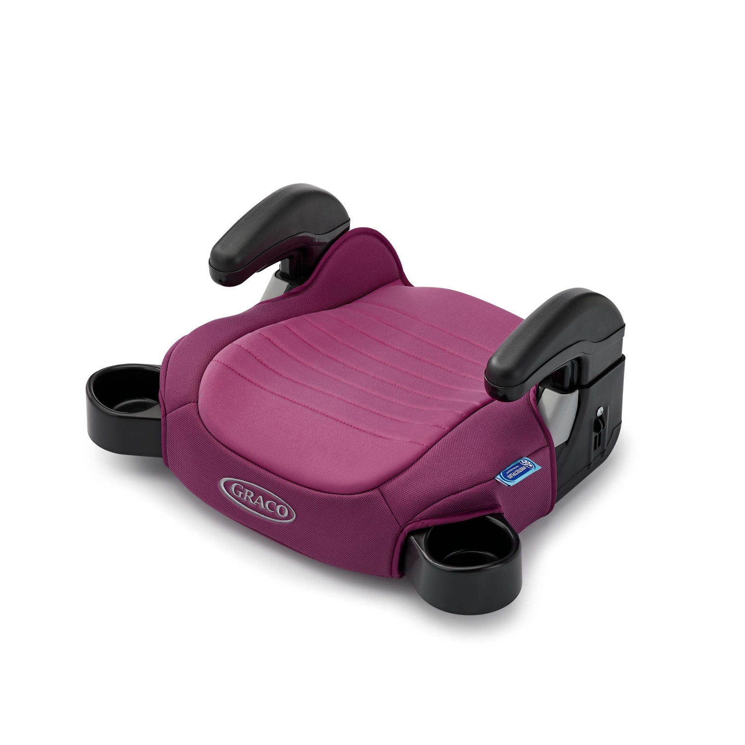 silla Graco color púrpura vista lateral, asiento elevador para niños